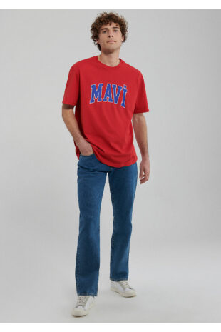 تی شرت قرمز فاق نرمال آستین استاندارد مردانه ماوی | 611711
