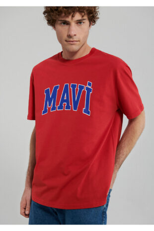 تی شرت قرمز فاق نرمال آستین استاندارد مردانه ماوی | 611711