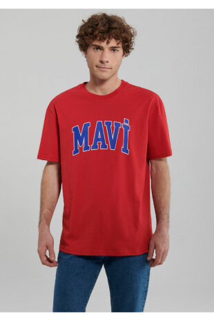 تی شرت قرمز فاق نرمال آستین استاندارد مردانه ماوی | 611711
