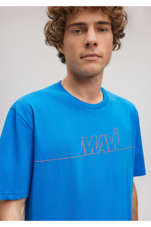 تی شرت آبی فاق نرمال آستین استاندارد مردانه ماوی | 610254