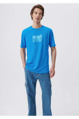 تی شرت آبی فاق نرمال آستین استاندارد مردانه ماوی | 611311