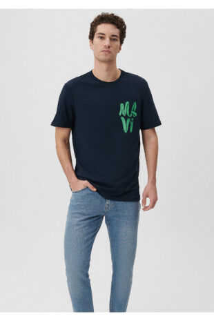 تی شرت لاجورد فاق نرمال آستین استاندارد مردانه ماوی | 611322