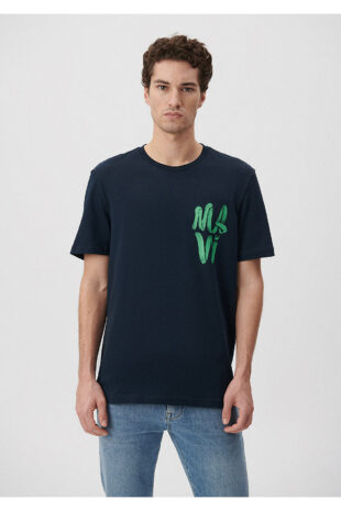 تی شرت لاجورد فاق نرمال آستین استاندارد مردانه ماوی | 611322