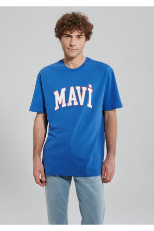 تی شرت آبی فاق نرمال آستین استاندارد مردانه ماوی | 611711