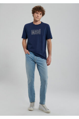 تی شرت لاجورد فاق نرمال آستین استاندارد مردانه ماوی | TYC4V4S2HN170601173148131