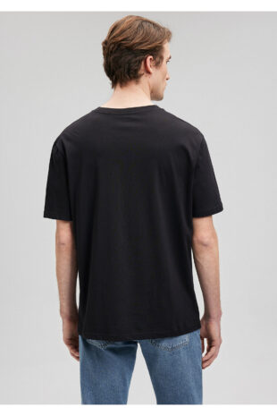 تی شرت سیاه فاق نرمال آستین استاندارد مردانه ماوی | 610254