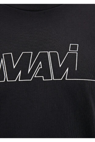 تی شرت سیاه فاق نرمال آستین استاندارد مردانه ماوی | 610254