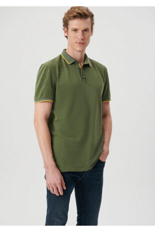 تیشرت یقه پولو سبز آستین استاندارد مردانه ماوی | 065920-30721