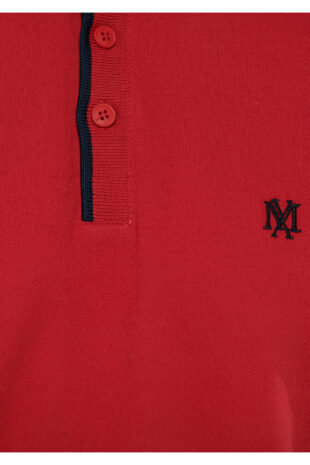 تیشرت یقه پولو قرمز آستین استاندارد مردانه ماوی | 062373-28441