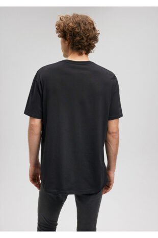 تی شرت سیاه فاق نرمال آستین استاندارد مردانه ماوی | 66849