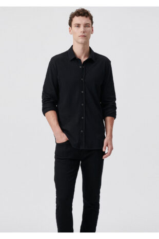 پیراهن سیاه آستین استاندارد مردانه ماوی | 021638-900
