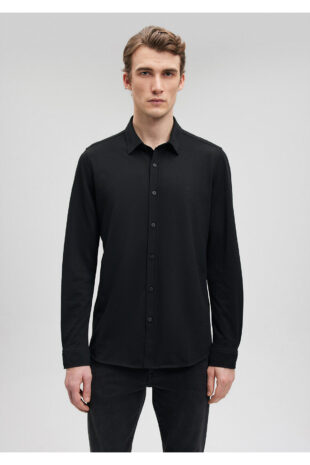 پیراهن سیاه آستین استاندارد مردانه ماوی | 210294