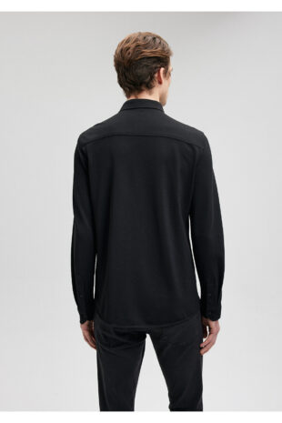 پیراهن سیاه آستین استاندارد مردانه ماوی | 210294