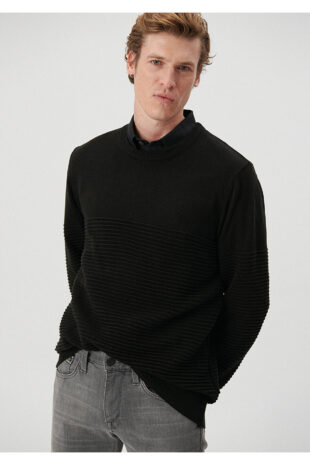 بافت سیاه آستین استاندارد مردانه ماوی | 710141