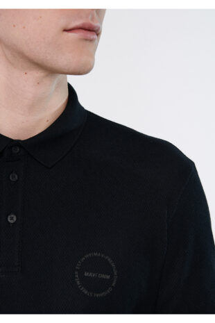 تیشرت یقه پولو سیاه آستین استاندارد مردانه ماوی | 610305