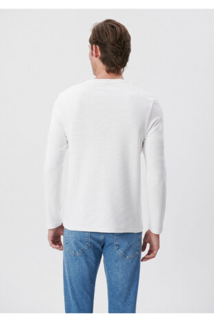 تی شرت سفید فاق نرمال آستین استاندارد مردانه ماوی | 064622-20454