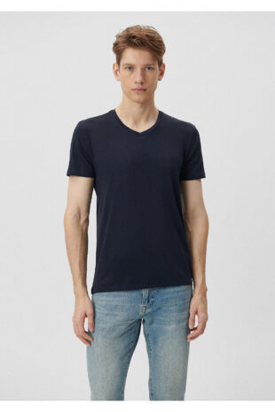 تی شرت سفید فاق نرمال آستین استاندارد مردانه ماوی | 061748-17588