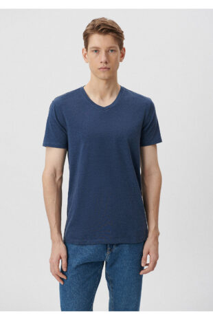 تی شرت آبی فاق نرمال آستین استاندارد مردانه ماوی | 061748-18790