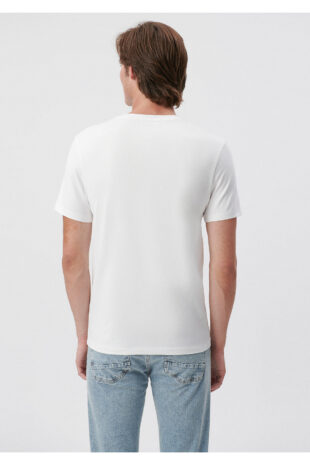 تی شرت سفید فاق نرمال آستین استاندارد مردانه ماوی | 061748-620