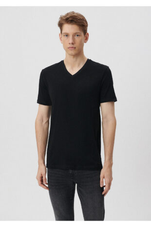 تی شرت سیاه فاق نرمال آستین استاندارد مردانه ماوی | 061748-900