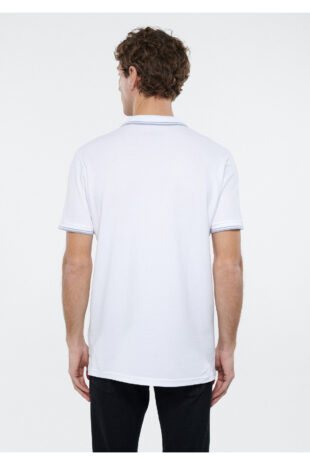 تیشرت یقه پولو سفید آستین استاندارد مردانه ماوی | 064164-27879