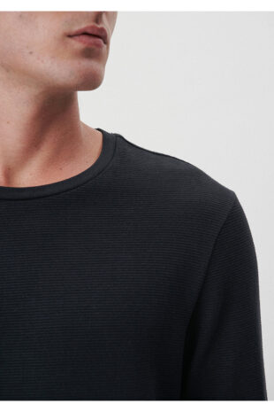 تی شرت سیاه فاق نرمال آستین استاندارد مردانه ماوی | 064622-21842