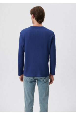 تی شرت آبی فاق نرمال آستین استاندارد مردانه ماوی | 65755