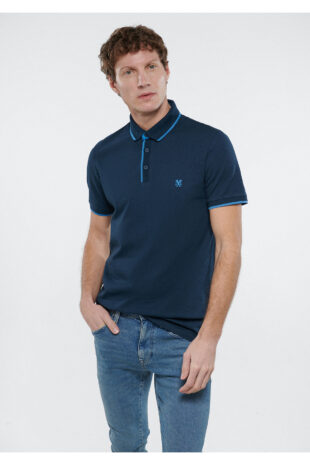 تیشرت یقه پولو سفید آستین استاندارد مردانه ماوی | 062373-28417