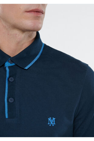 تیشرت یقه پولو سفید آستین استاندارد مردانه ماوی | 062373-28417