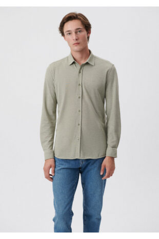 پیراهن سبز آستین استاندارد مردانه ماوی | 210294