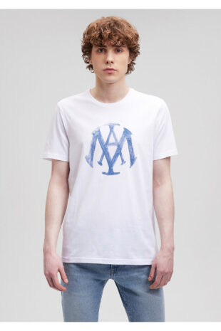 تی شرت سفید فاق نرمال آستین استاندارد مردانه ماوی | 065109-620