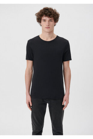 تی شرت سیاه فاق نرمال آستین استاندارد مردانه ماوی | 063747-900