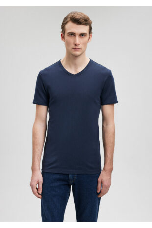 تی شرت لاجورد فاق نرمال آستین استاندارد مردانه ماوی | 063748-17588