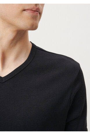 تی شرت سیاه فاق نرمال آستین استاندارد مردانه ماوی | 063748-900