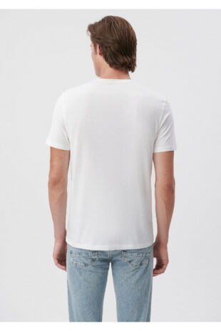 تی شرت سفید فاق نرمال آستین استاندارد مردانه ماوی | 065586-620