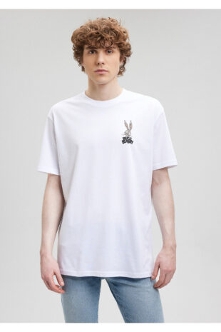 تی شرت سفید فاق نرمال آستین استاندارد مردانه ماوی | 610636