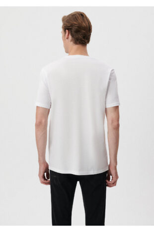 تی شرت سفید فاق نرمال آستین استاندارد مردانه ماوی | 066195-620