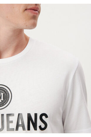 تی شرت سفید فاق نرمال آستین استاندارد مردانه ماوی | 066195-620