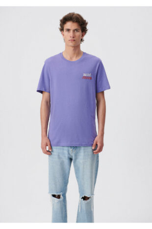 تی شرت بنفش فاق نرمال آستین استاندارد مردانه ماوی | 066841-34637