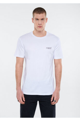 تی شرت سفید فاق نرمال آستین استاندارد مردانه ماوی | 610360