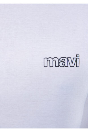 تی شرت سفید فاق نرمال آستین استاندارد مردانه ماوی | 610360