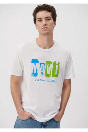 تی شرت سفید فاق نرمال آستین استاندارد مردانه ماوی | 610632