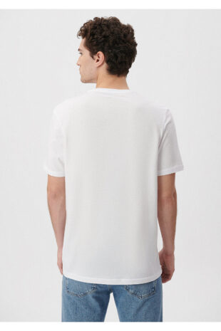 تی شرت سفید فاق نرمال آستین استاندارد مردانه ماوی | 610632