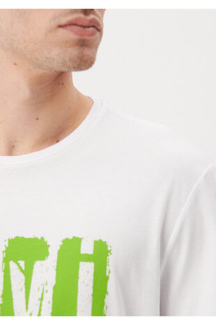 تی شرت سفید فاق نرمال آستین استاندارد مردانه ماوی | 610632