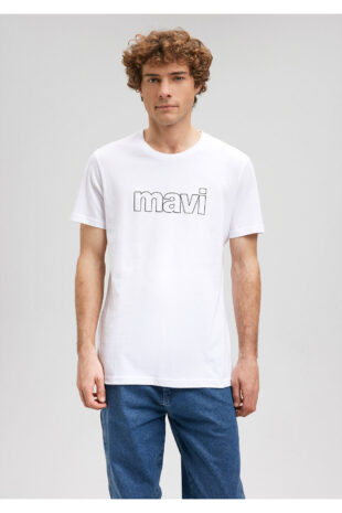 تی شرت سفید فاق نرمال آستین استاندارد مردانه ماوی | 65781