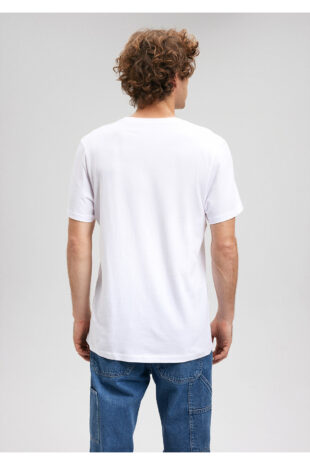 تی شرت سفید فاق نرمال آستین استاندارد مردانه ماوی | 65781