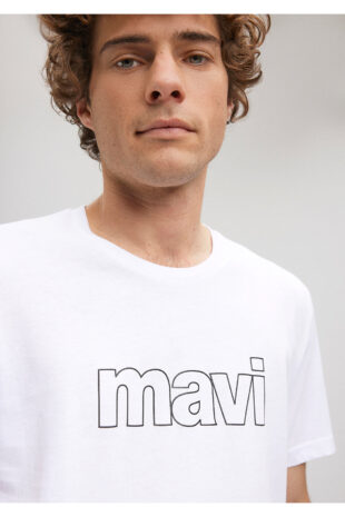 تی شرت سفید فاق نرمال آستین استاندارد مردانه ماوی | 65781