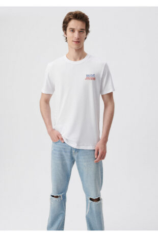تی شرت سفید فاق نرمال آستین استاندارد مردانه ماوی | 66841