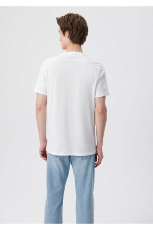 تی شرت سفید فاق نرمال آستین استاندارد مردانه ماوی | 66841