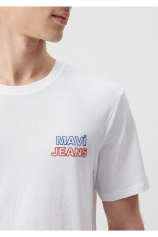 تی شرت سفید فاق نرمال آستین استاندارد مردانه ماوی | 66841